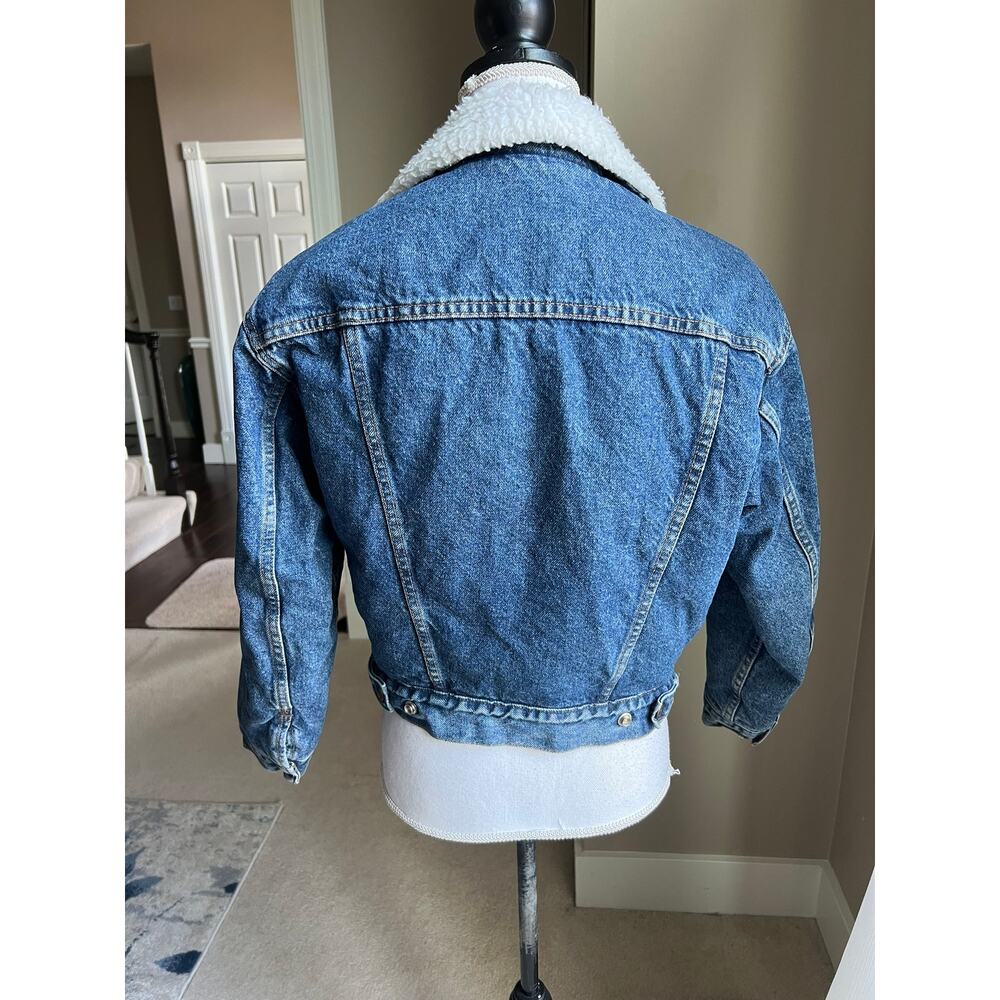 Vintage 1980s Womens Levis Sherpa Lined Denim Jacket Womens Size S/M - Picture 5 of 7